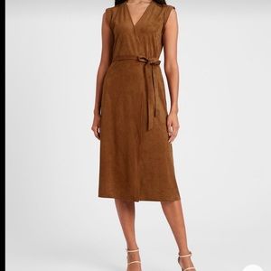 Banana Republican Faux Suede Midi Dress 14T NWT